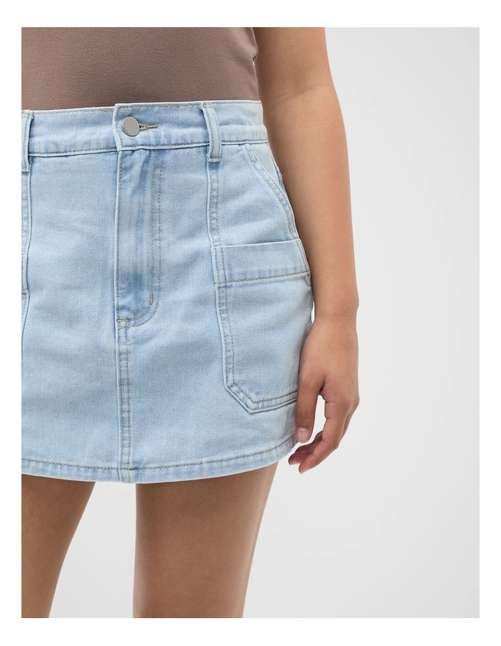 Pocket Denim Skort in Light Wash image 4