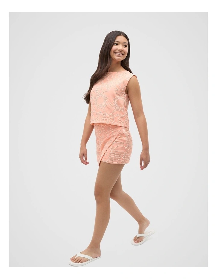 Embroidered Shell Top in Peach image 4