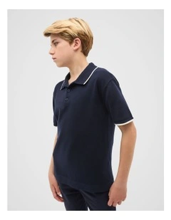 Knit Polo in Midnight Blue