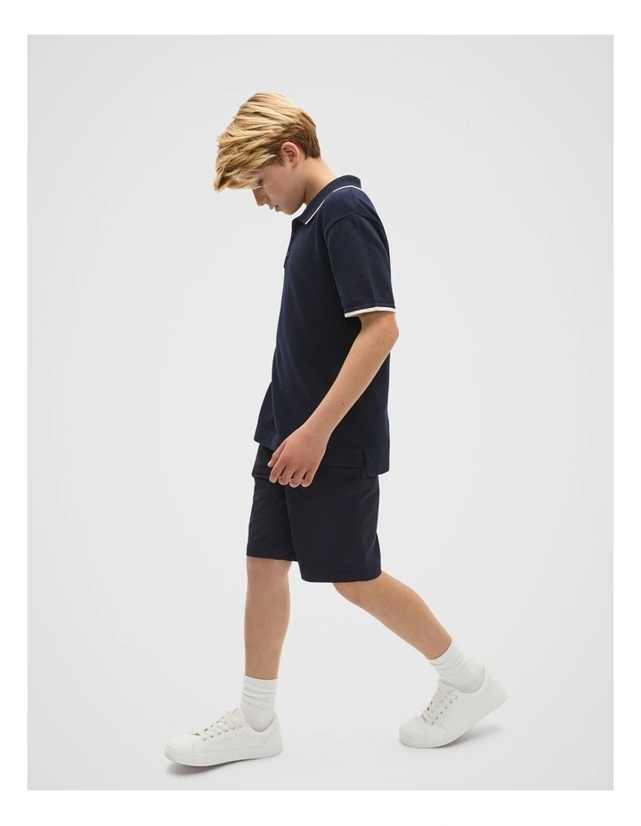 Knit Polo in Midnight Blue image 3