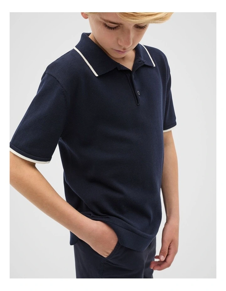 Knit Polo in Midnight Blue image 4