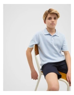 Knit Polo in Sky