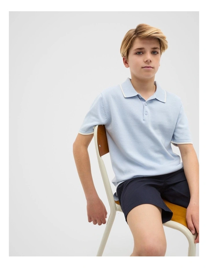 Knit Polo in Sky image 1