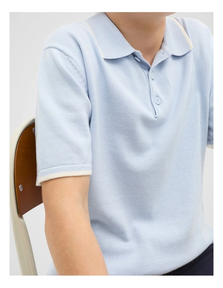 Knit Polo in Sky image 3