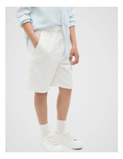 Denim Bermuda Shorts in Vintage Cream