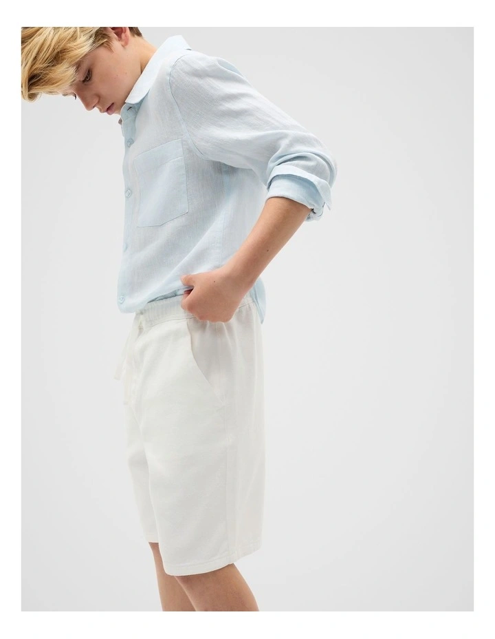 Denim Bermuda Shorts in Vintage Cream image 3