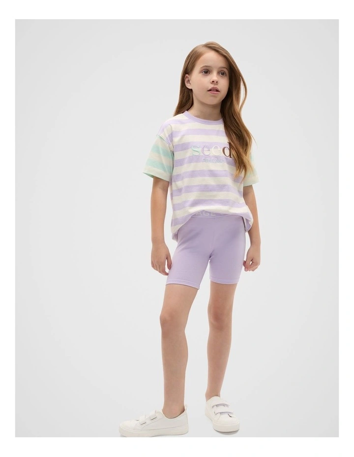 Stripe Colourblock Logo Tee in Lavender Stripe image 3