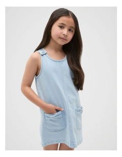 Denim Pinafore in Powder Blue Wash