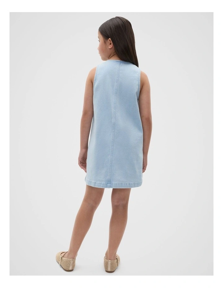 Denim Pinafore in Powder Blue Wash image 2