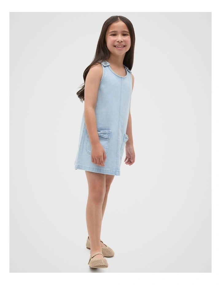 Denim Pinafore in Powder Blue Wash image 3