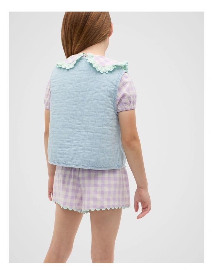 Quilted Vest in Powder Blue Wash image 2
