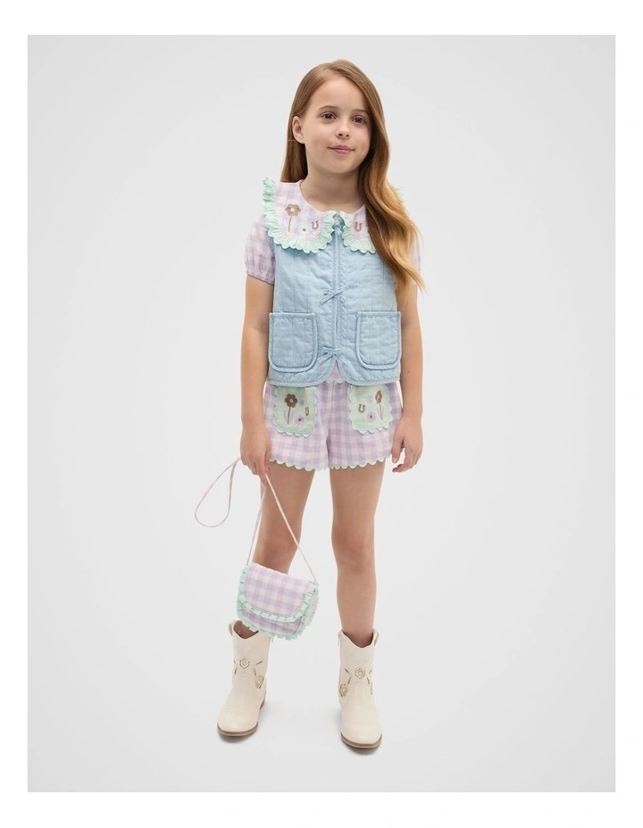 Quilted Vest in Powder Blue Wash image 3