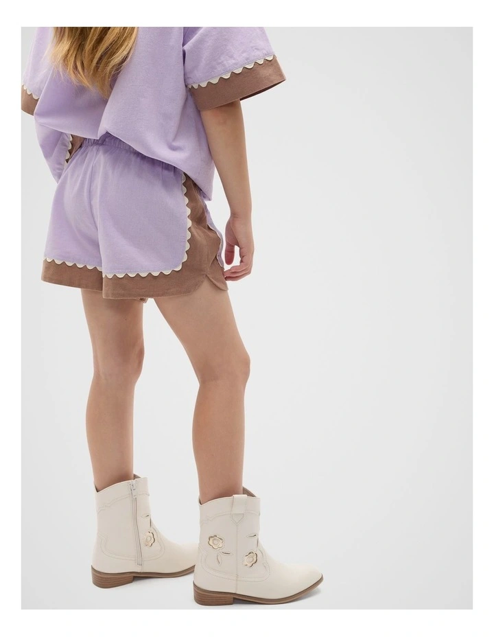 Spliced Embroidered Short in Lavender image 2
