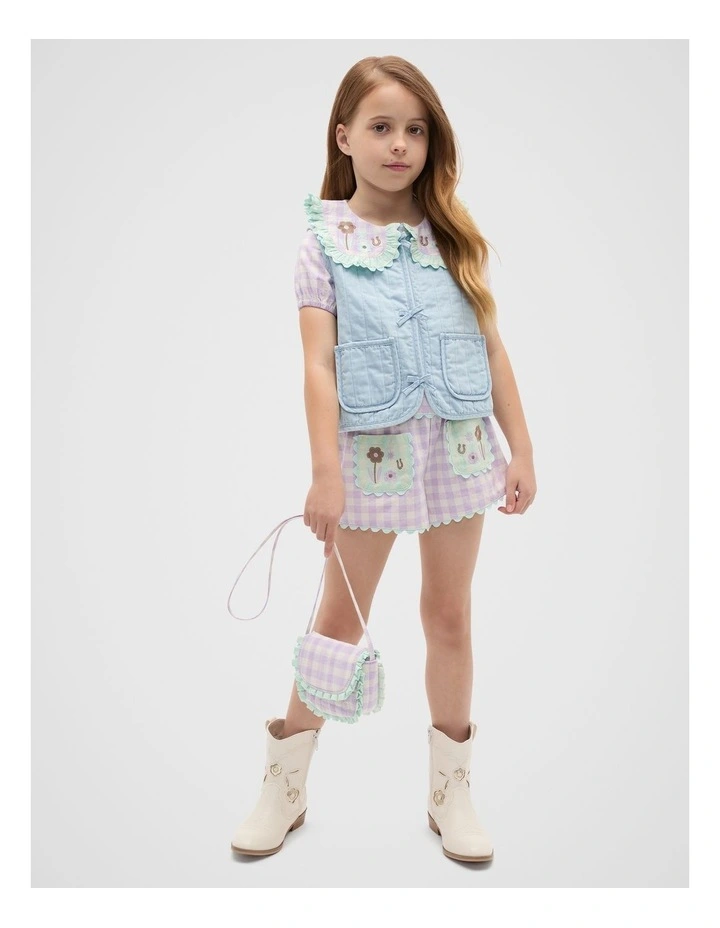Spliced Gingham Short in Multi image 3