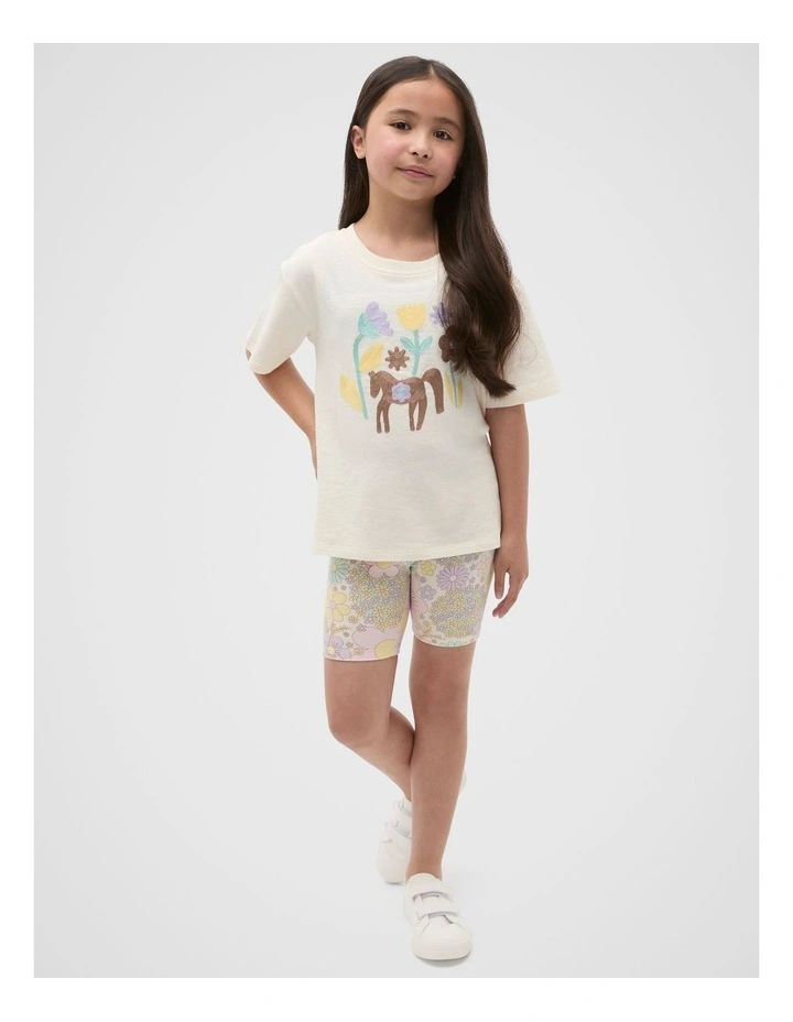 Floral Bike Short in Vintage Cream image 3