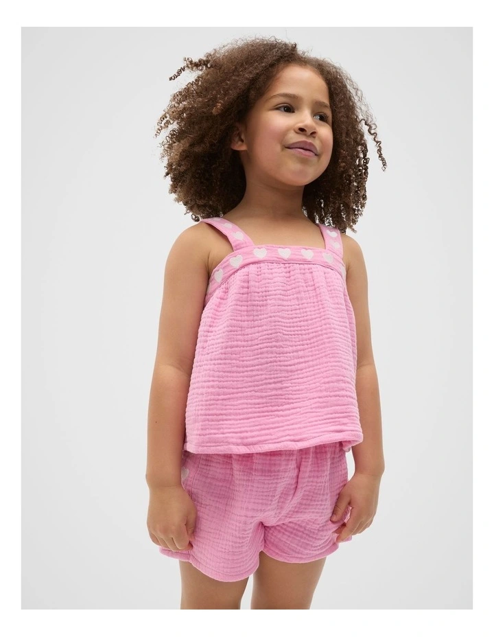 Heart Woven Pyjama in Candy Pink image 1