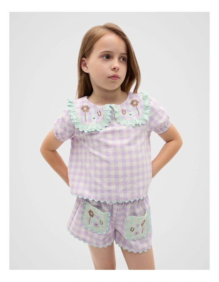 Spliced Gingham Top in Multi image 1
