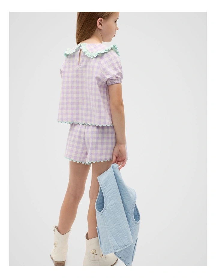 Spliced Gingham Top in Multi image 2
