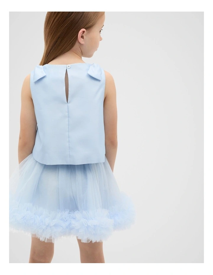 Satin Bow Top in Ice Blue image 2