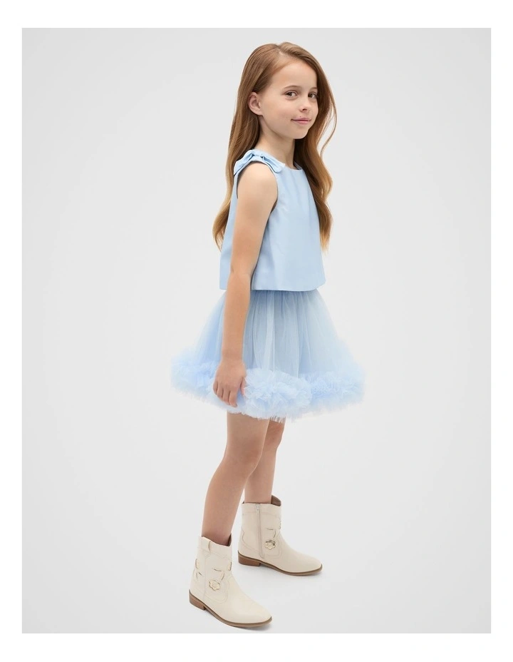 Satin Bow Top in Ice Blue image 3