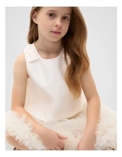 Satin Bow Top in Classic Cream