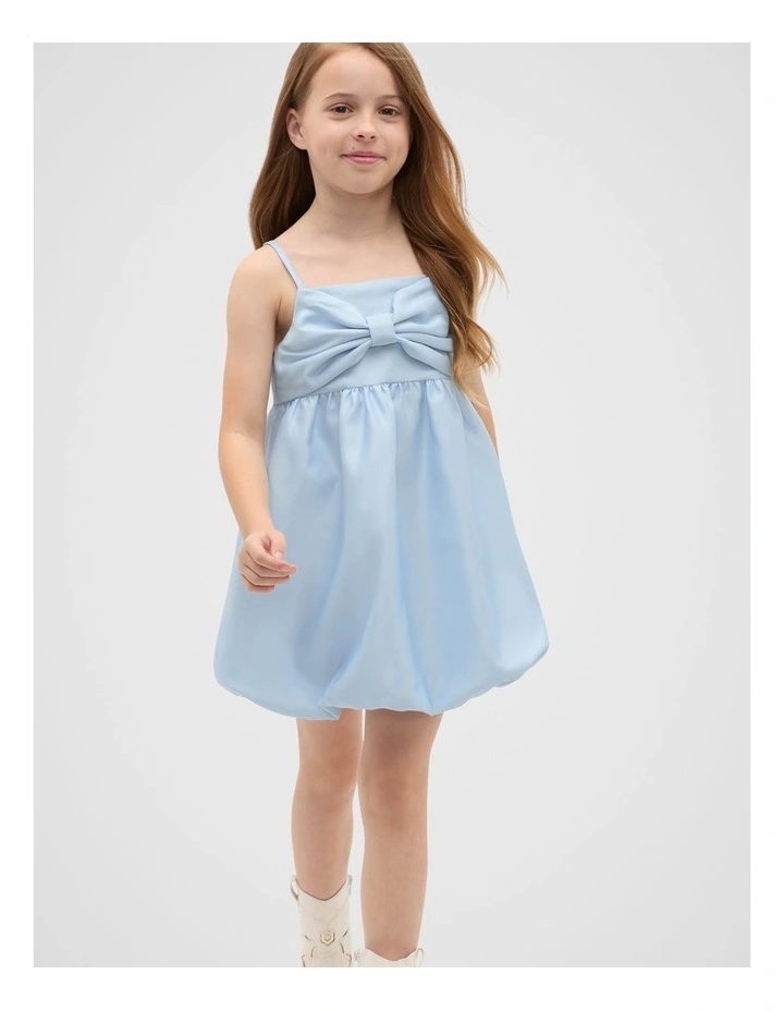 Satin Bubble Dress in Ice Blue image 1