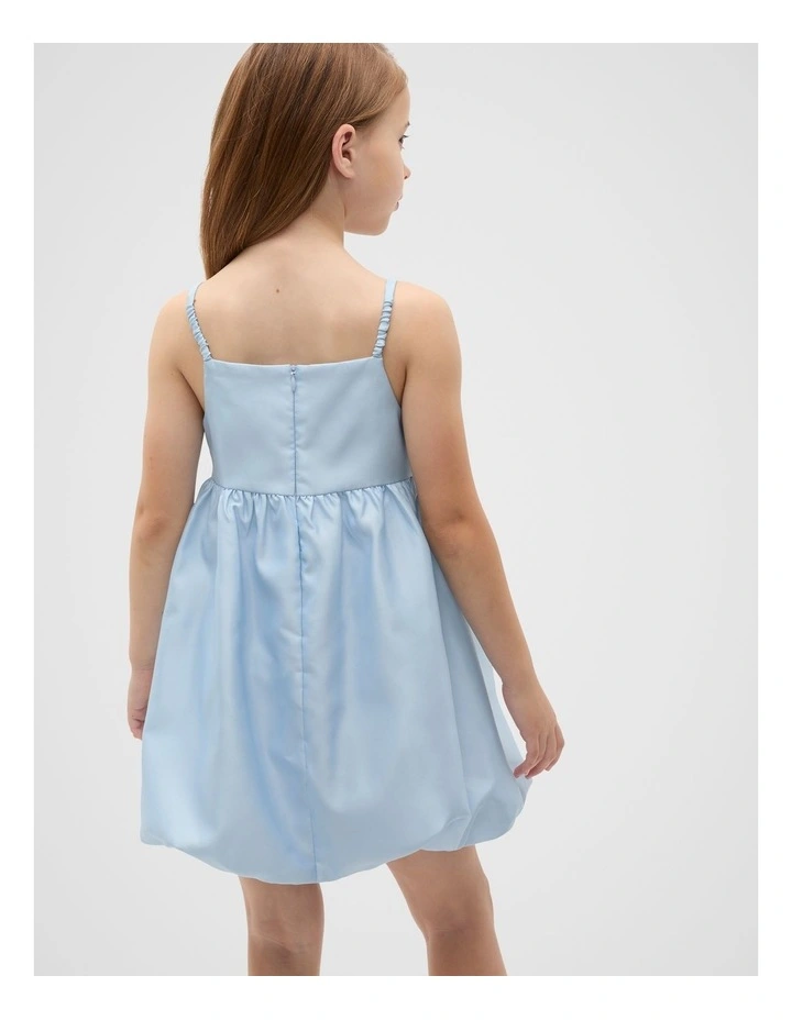 Satin Bubble Dress in Ice Blue image 2