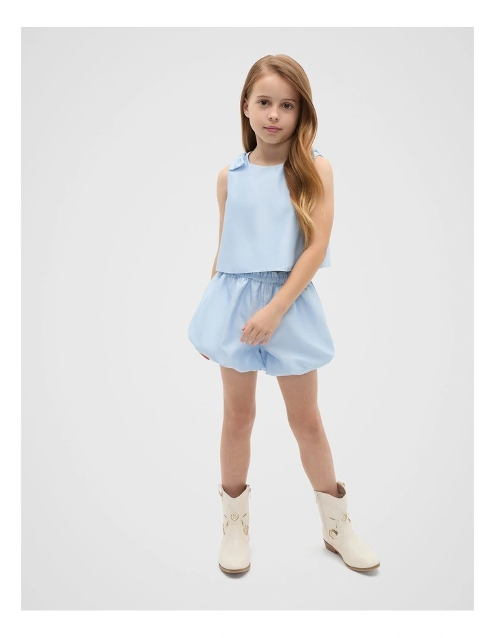 Satin Bubble Short in Ice Blue image 3