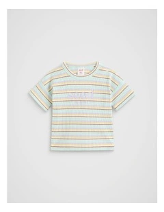 Stripe Rib Logo Tee in Multi