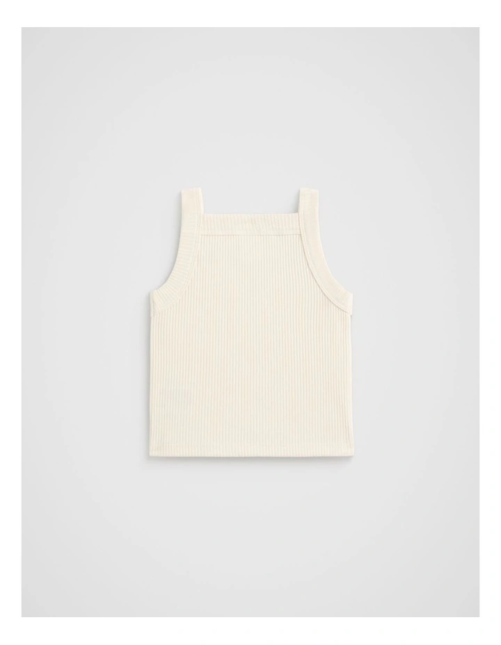 Core Logo Rib Tank in Vintage Cream image 2
