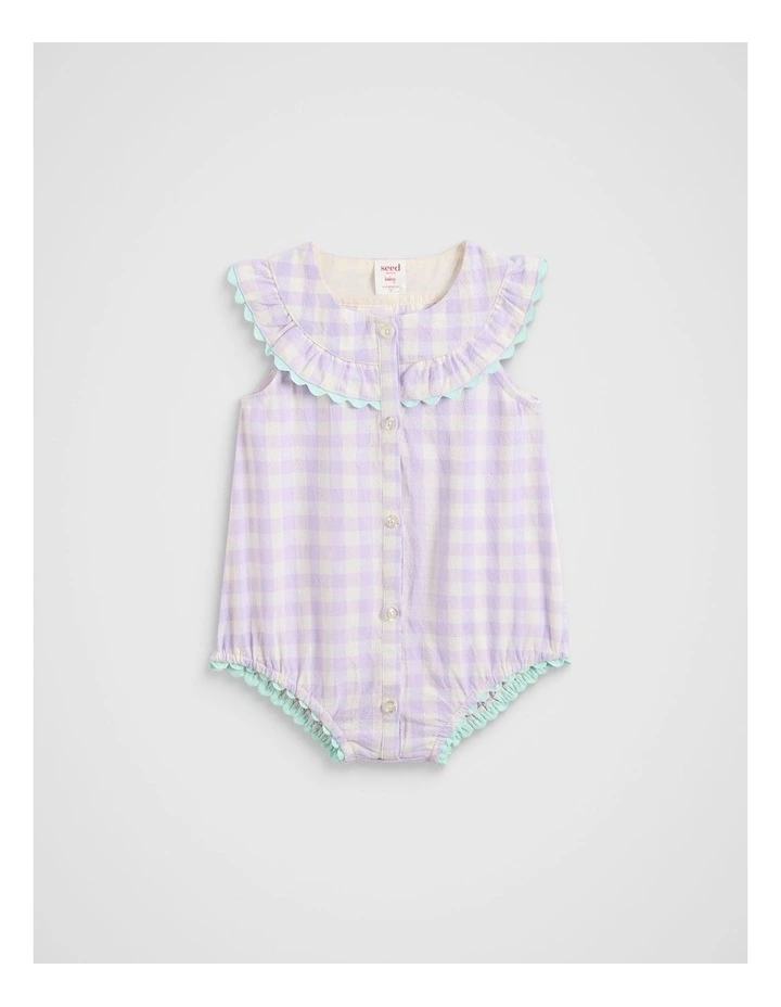 Spliced Gingham Romper in Multi image 1