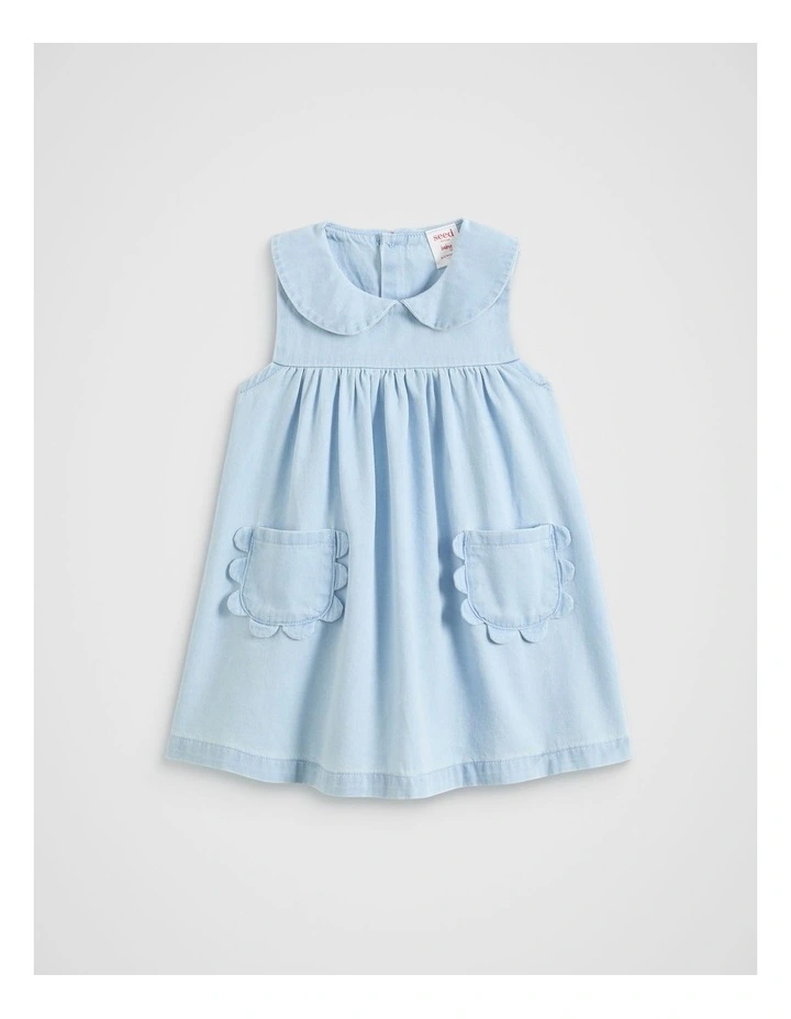 Scallop Pocket Dress in Powder Blue Wash image 1