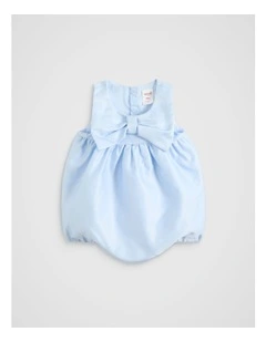 Satin Bubble Romper in Ice Blue