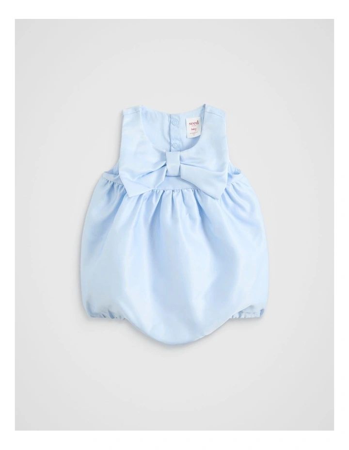 Satin Bubble Romper in Ice Blue image 1