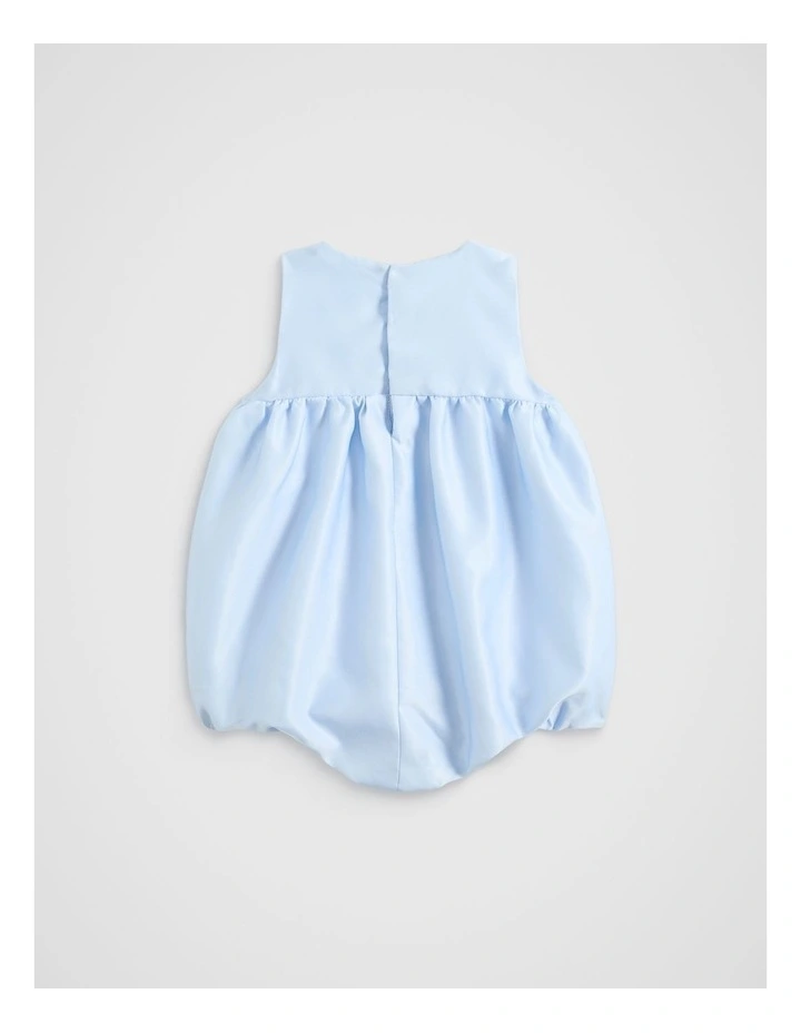Satin Bubble Romper in Ice Blue image 2