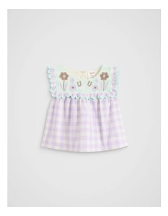 Spliced Gingham Top in Multi