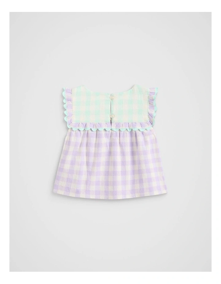 Spliced Gingham Top in Multi image 2