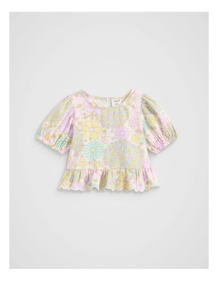 Floral Button Top in Vintage Cream image 1