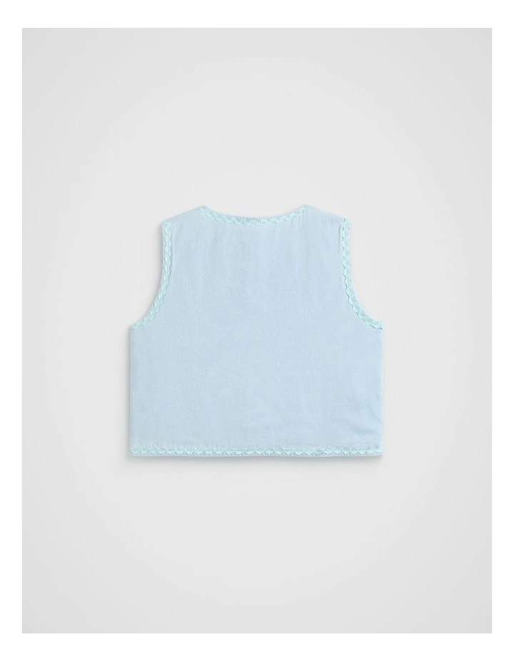 Floral Pocket Vest in Powder Blue Wash image 2