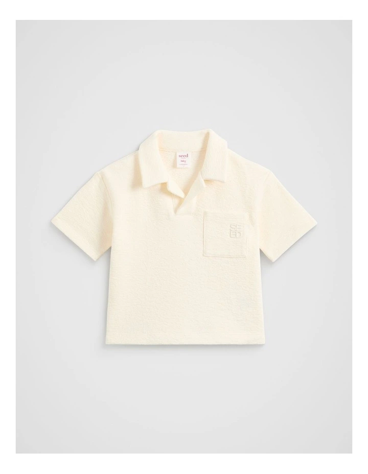 Textured Polo in Vintage Cream image 1