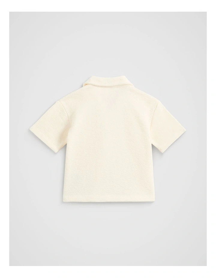 Textured Polo in Vintage Cream image 2