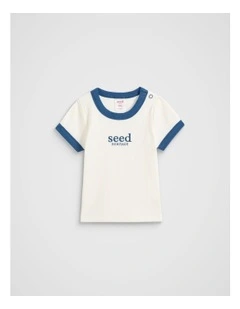 Core Rib Logo Tee in Washed Navy