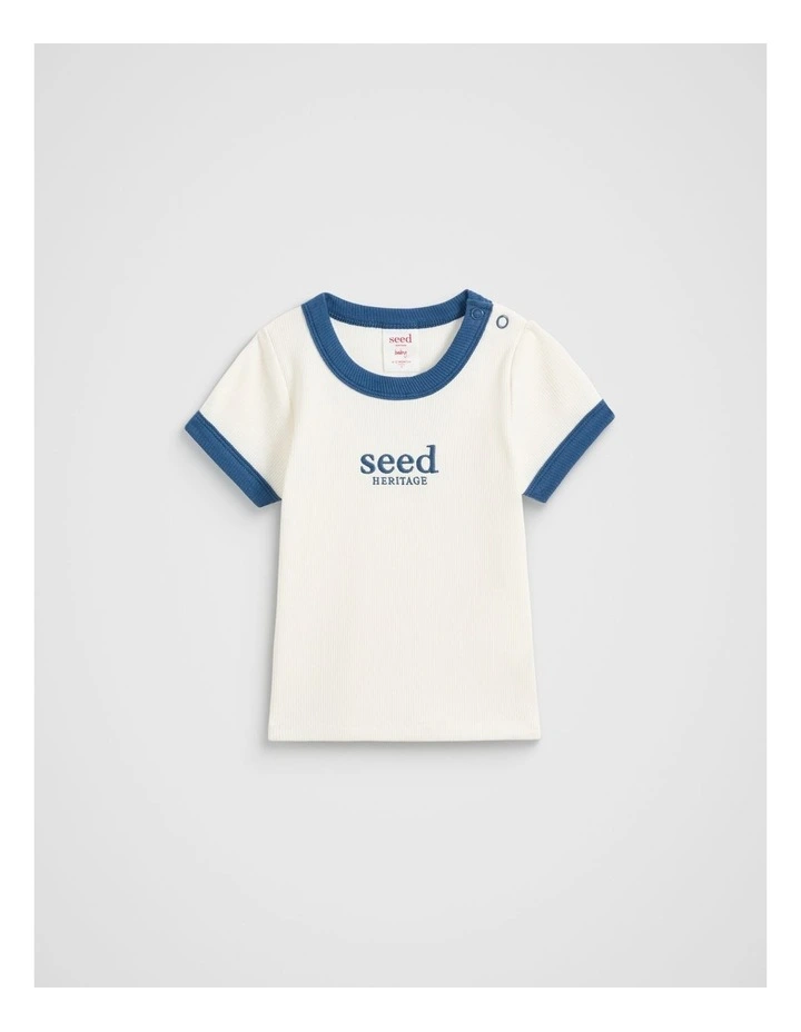 Core Rib Logo Tee in Washed Navy image 1