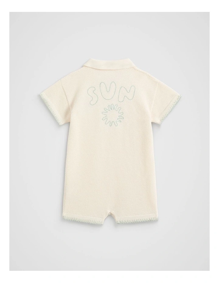 Knit Trophy Romper in Vintage Cream image 2