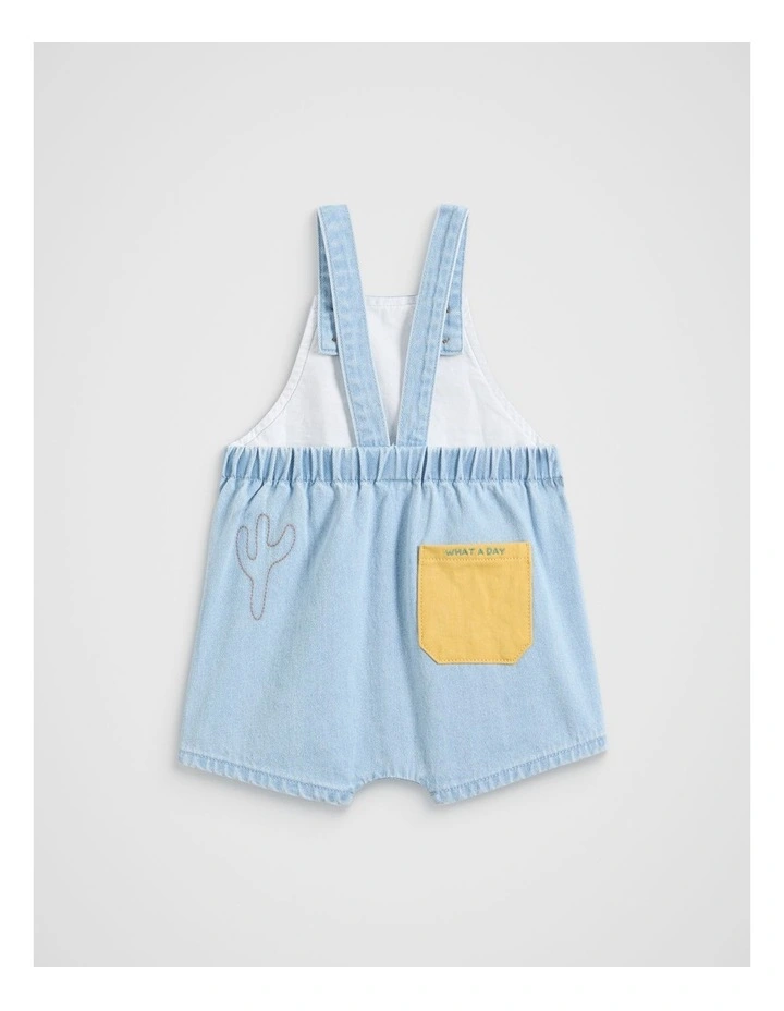 Patched Denim Overall in Light Wash image 2