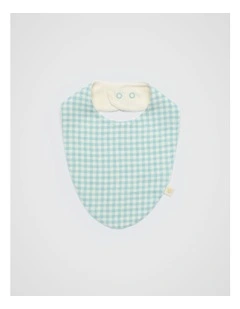 Gingham Dribble Bib in Seaspray
