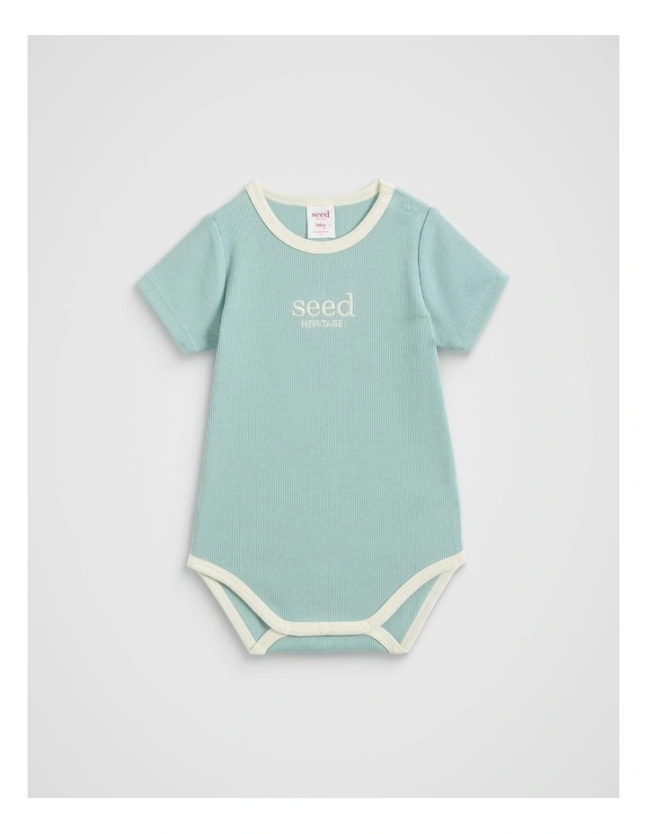 Retro Rib Bodysuit in Seaspray image 1