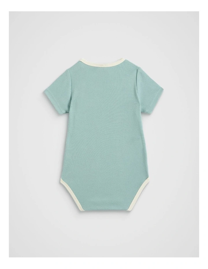 Retro Rib Bodysuit in Seaspray image 2