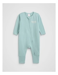 Rib Zipsuit in Seaspray