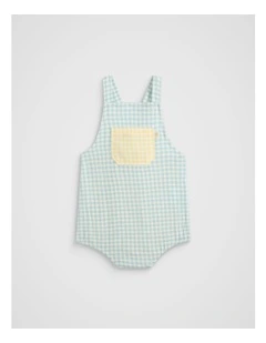 Gingham Romper in Seaspray